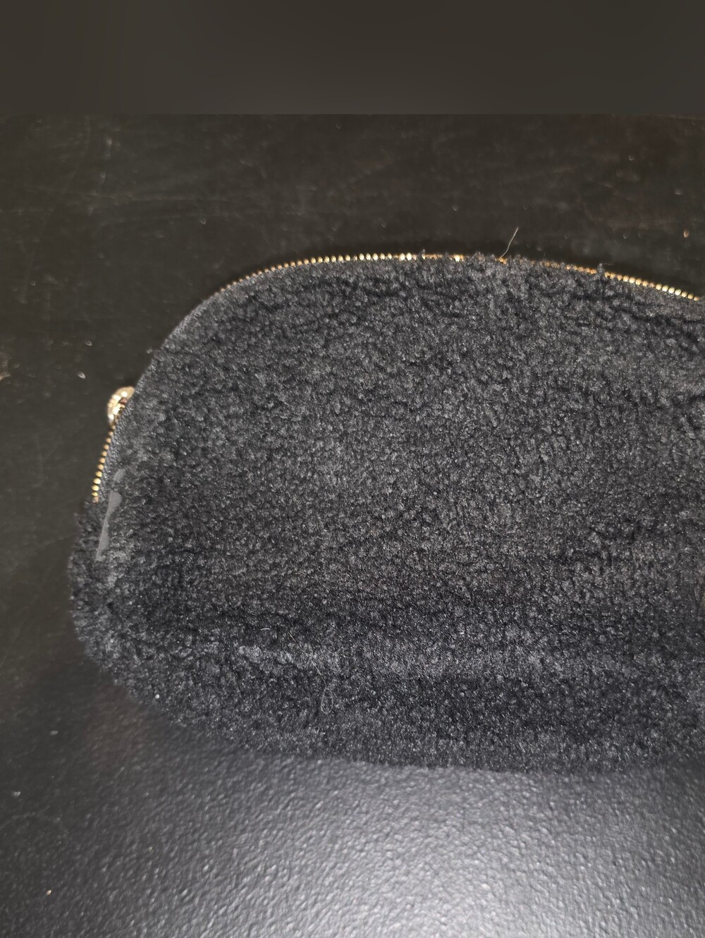 lululemon Black Sherpa Zip Organizer Pouch with Gold Zipper